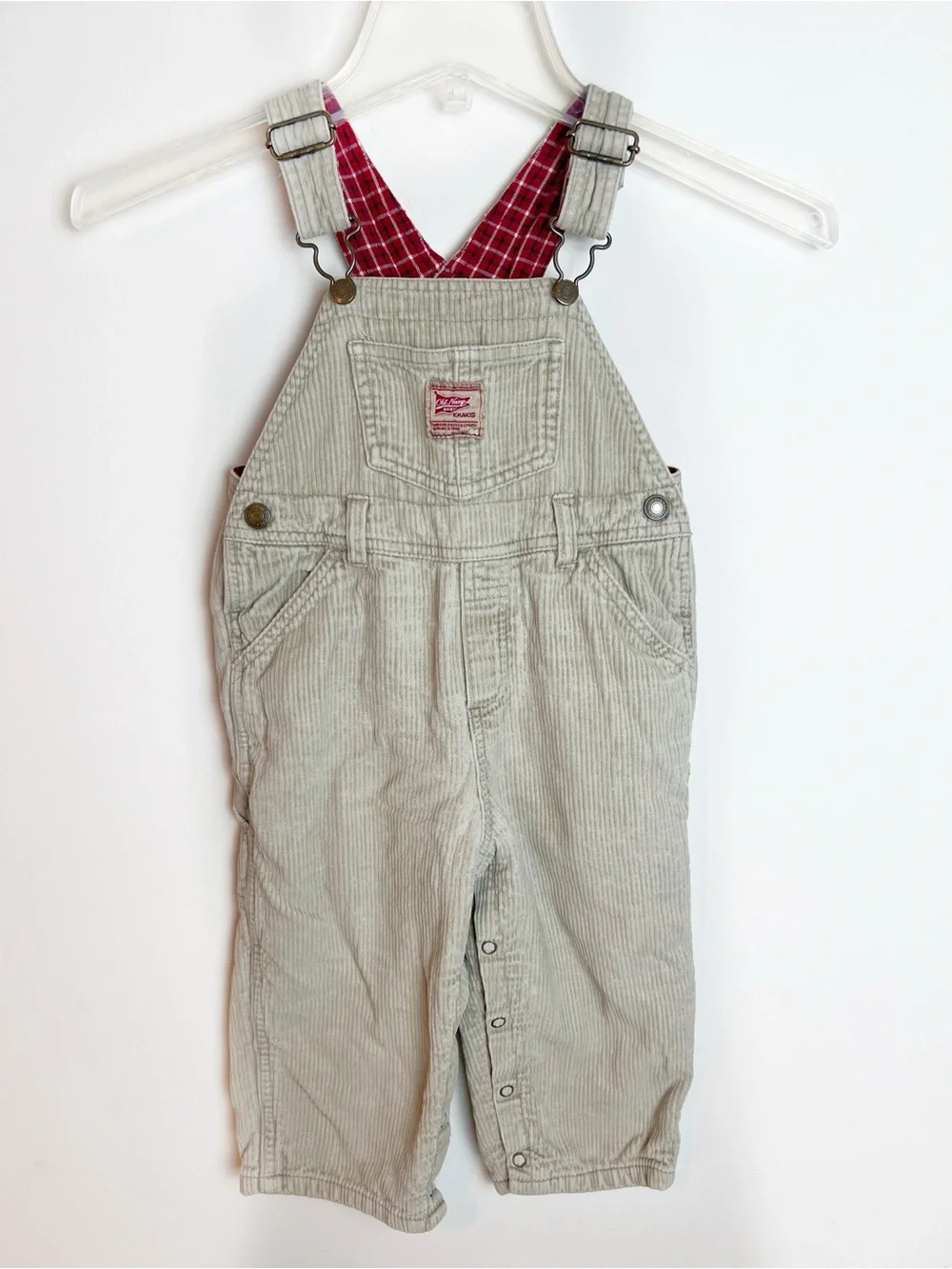 Vintage Old Navy Baby Boys Corduroy Overalls 18-24 Months Tan Snap